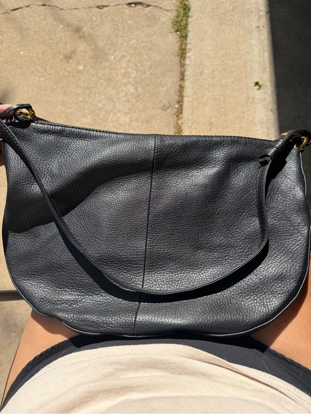 Classic Black Leather Hobo crossbody